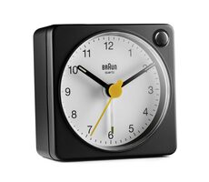 Braun BC02 czarno-biały / Klasyczny budzik / 1x bateria AA