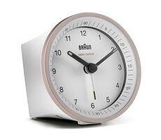 Braun BC07 różowo-biały / Klasyczny budzik / Analogowy / DCF (Sterowany radiowo) / 1x bateria AA