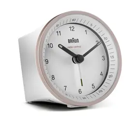 Braun BC07 różowo-biały / Klasyczny budzik / Analogowy / DCF (Sterowany radiowo) / 1x bateria AA