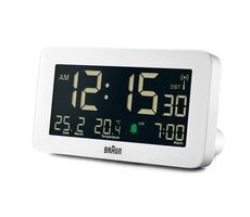 Braun BC10 biały / Cyfrowy budzik / LCD / DCF (sterowany radiowo) / 1x bateria AA