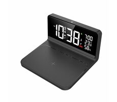 Zegar Solight CA06 z bezprzewodowym ładowaniem Qi 10W czarny / termometr / higrometr / LCD