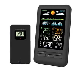 Stacja pogodowa Solight TE87 / kolorowy wyświetlacz LCD / temperatura i wilgotność wewnętrzna / zewnętrzna / ciśnienie / RCC