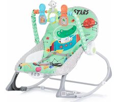 CHIPOLINO Łóżeczko wibracyjne 2 w 1 Baby Spa Zielone / od 0 - 36 miesięcy / huśtawka 9 kg / krzesełko 18 kg