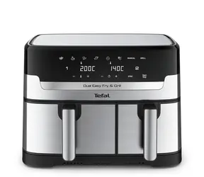 TEFAL Dual Easy Fry & Grill EY905D10 / Frytkownica na gorące powietrze / 2700 W / pojemność 5,2 l + 3,1 l / 8 programów