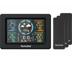 TechniSat iMETEO 700 czarny / Stacja pogodowa / Wyświetlacz LCD / Temperatura / Wilgotność / 3x czujnik bezprzewodowy