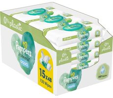 Pampers Harmonie Aqua Chusteczki nawilżane bez plastiku 720 szt. (15 x 48 szt.)