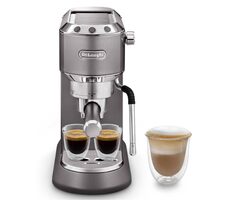 Rozpakowany - DeLonghi EC 885.GY Dedica Arte szary / Ekspres do kawy dźwigniowy / 1300 W / 1,1 l / 15 barów / spieniacz do mleka / rozpakowany
