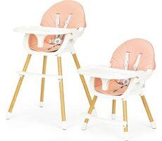 ECOTOYS 2w1 krzesełko do karmienia różowe / od 6 miesięcy
