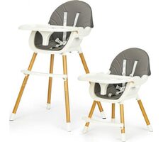 ECOTOYS 2w1 krzesełko do karmienia Szare / od 6 miesięcy