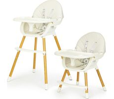 ECOTOYS 2w1 krzesełko do karmienia beżowe / od 6 miesięcy