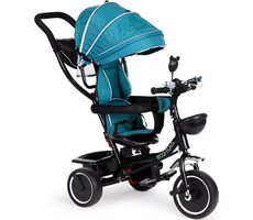 ECOTOYS Trójkołowy z dachem i kierownicą niebiesko-zielony