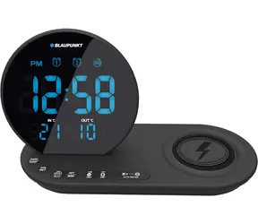 Blaupunkt CR85BK CHARGE czarny / radiobudzik / wyświetlacz LCD / ładowarka bezprzewodowa / termometr wewnętrzny/zewnętrzny