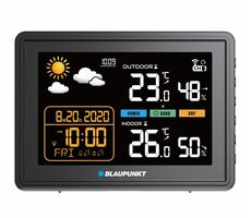 Blaupunkt WS30BK czarny / Stacja pogodowa / pomiar temperatury i wilgotności / wyświetlacz LCD / termometr zewnętrzny