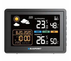 Blaupunkt WS30BK czarny / Stacja pogodowa / pomiar temperatury i wilgotności / wyświetlacz LCD / termometr zewnętrzny