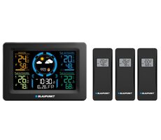 Blaupunkt WS40BK czarny / Stacja pogodowa / 3x bezprzewodowe czujniki temperatury / pomiar wilgotności / kalendarz