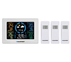 Blaupunkt WS40WH biały / Stacja pogodowa / 3x bezprzewodowe czujniki temperatury / pomiar wilgotności / kalendarz