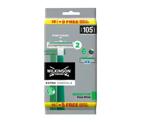 Wilkinson Extra Essential 2 Sensitive Jednorazowe maszynki do golenia dla mężczyzn 10+5 szt.