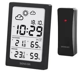 Stacja pogodowa Sencor SWS 2300 B czarna / LCD / czujnik bezprzewodowy