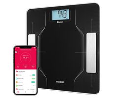 Sencor SBS 8002BK czarna / Waga osobowa / / Szkło hartowane / LCD / 180 kg / kg / 4X AAA  