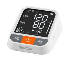 Sencor SBP 1500WH biały / cyfrowy ciśnieniomierz / ciśnienie krwi i puls / pamięć 2 x 99 miejsc / wyświetlacz 83 × 82 mm / 4X AAA