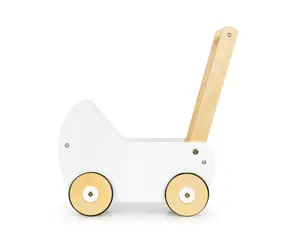 ECOTOYS Drewniany wózek dla lalek biały / od 3 lat