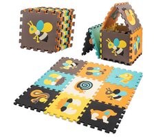 KIK Puzzle piankowe Kolorowe zwierzęta (28x28) / 9 elementów