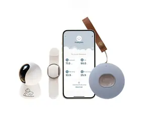 BabySensor Relax Smart sensor dla dzieci w wieku 0-5 lat ZESTAW z kamerą HD, paskiem na ramię/nóżkę