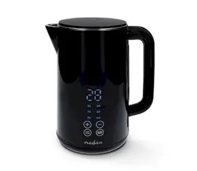 Nierozpakowany - Nedis KAWK362EBK czarny / Czajnik elektryczny / 2200 W / 1,7 l / Plastik / Wskaźnik temperatury / nierozpakowany