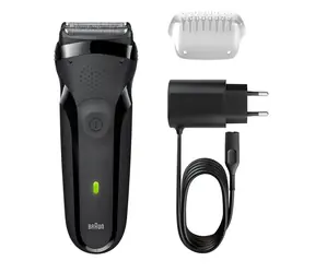 Rozpakowana - Braun Series 3 300s czarna / golarka foliowa / zmywalna / wskaźnik poziomu naładowania baterii LED / rozpakowana