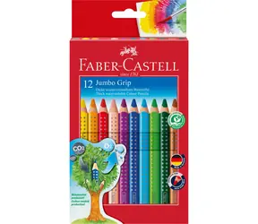 Faber-Castell Jumbo Grip - Kredki trójkątne - 12 szt. + temperówka / zmywalna