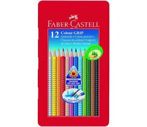 Faber-Castell Color Grip 2001 - Kredki trójkątne - 12 szt. / zmywalne / pudełko blaszane