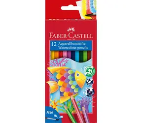 Faber-Castell - Kredki akwarelowe heksagonalne - 12 szt. + pędzelek