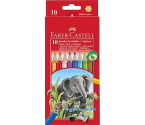 Faber-Castell Jumbo - Kredki sześciokątne - 10 szt. + temperówka / zmywalne