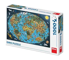 Kreskówka mapa świata Dino / 1000 sztuk / od 15 lat