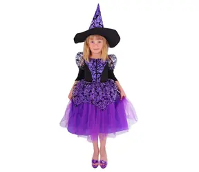 Kostium czarownicy Rappa dla dzieci - Halloween (M) fioletowy / 5-8 lat (113-128 cm)