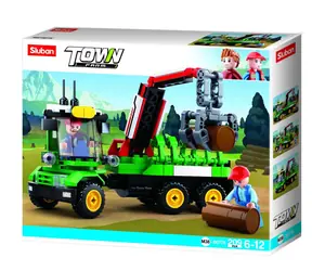 Farma Miejska Sluban M38-B0778 Ciągnik z przyczepą do transportu drewna / kompatybilny z Lego / Liczba figurek|sztuk: 2|209 / od 6 lat
