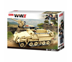 Sluban WWII M38-B0695 Niemiecki ciągnik półgąsienicowy / Lego - kompatybilne / Liczba figurek|elementów: 3|460 / 6 lat