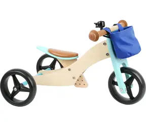Small Foot drewniany trójkołowy rowerek biegowy 2 w 1 turkusowy / od 12 miesięcy