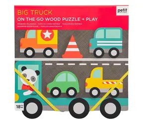Petit Collage Solidne drewniane puzzle Big Truck / od 18 miesiąca