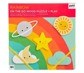 Petit Collage Solidne drewniane puzzle Rainbow / od 18 miesiąca