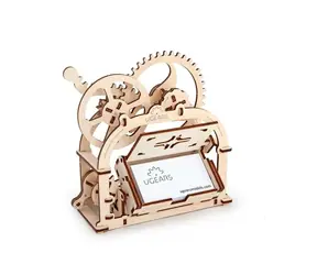 Ugears 3D Drewniane mechaniczne puzzle na wizytówki / Wiek 14 i więcej / 61 elementów / Poziom trudności: łatwy