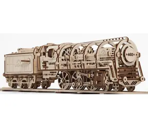 Ugears 3D Drewniane mechaniczne puzzle Lokomotywa parowa 4-6-0 z przetargiem / Wiek 14+ / 443 elementy / Poziom trudności: wysoki