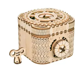 Drewniane puzzle mechaniczne Robotime 3D Pudełko na klejnoty / od 14 lat / 123 elementy / Poziom trudności: średni