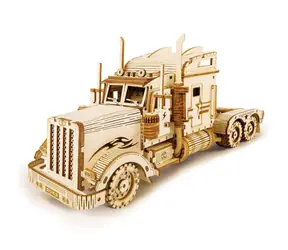 Drewniane puzzle 3D Robotime Amerykańska ciężarówka / od 14 lat / 286 elementów / Poziom trudności: średni