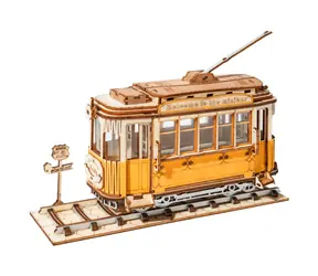 Drewniane puzzle 3D Robotime Zabytkowy tramwaj / 145 elementów / Poziom trudności: średni / od 8 lat 