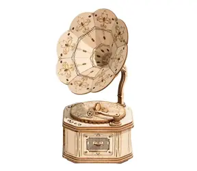 Drewniane puzzle 3D Robotime Antyczny gramofon / od 8 lat / 122 elementy / Poziom trudności: niski