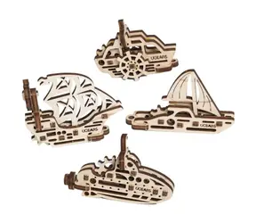 Drewniana mechaniczna układanka 3D Ugears 4 mechaniczne zawieszki Wysyłka / od 5 lat / 56 elementów / Poziom trudności: niski