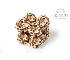 Ugears 3D drewniana mechaniczna układanka Cube Flexi / od 14 lat / 144 elementy / Poziom trudności: łatwy