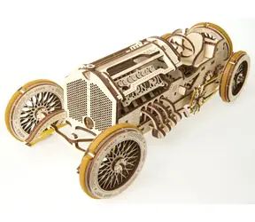 Drewniane puzzle mechaniczne Ugears 3D U9 Auto (Grand Prix) / od 14 lat / 348 elementów / Poziom trudności: wysoki