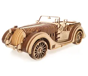 Drewniane puzzle mechaniczne Ugears 3D VM-01 Samochód (roadster) / od 14 lat / 437 elementów / Poziom trudności: wysoki
